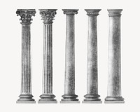 Ancient pillar, vintage architecture illustration. Remixed by rawpixel.