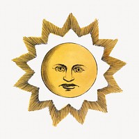 Beaming sun, celestial illustration. Remixed by rawpixel.