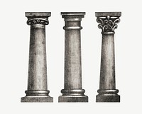 Ancient pillar, vintage architecture illustration psd. Remixed by rawpixel.