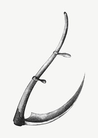 Vintage sickle, weapon illustration psd. Remixed by rawpixel.