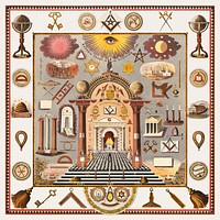 Masonic chart of the Scottish rite (1874), vintage chromolithograph. Original public domain image from the Library of Congress. Digitally enhanced by rawpixel.