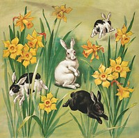 Bunnies (1906), vintage animal illustration. Original public domain image from the Library of Congress. Digitally enhanced by rawpixel.