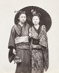 Geisha Girls (1880), vintage Japanese illustration. Original public domain image from The MET Museum. Digitally enhanced by rawpixel.