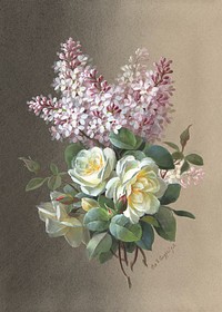 Flowers: Roses and Lilacs (late 19th&ndash;early 20th century), vintage painting by Paul de Longpr&eacute;. Original public domain image from The MET Museum. Digitally enhanced by rawpixel.