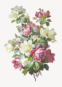 Rose flower bouquet, vintage illustration by Paul de Longpré. Remixed by rawpixel.