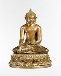 Seated Buddha with Double-Lotus Base (late 11th century). Original public domain image from The MET Museum. Digitally enhanced by rawpixel.
