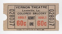 "Colored Balcony" of the Vernon Theatre ticket (1950). Original public domain image from The Smithsonian Institution. Digitally enhanced by rawpixel.