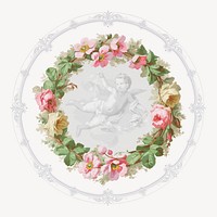 Ceiling medallion, vintage flying cupid illustration. Remixed by rawpixel.