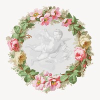 Ceiling medallion, vintage flying cupid illustration. Remixed by rawpixel.