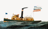 The Ocean-Going Tug "May McWilliams", ship illustration by Antonio Jacobsen. Remixed by rawpixel.