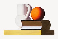 Arrangement with white jug, orange and book, still life by Vilhelm Lundstrom. Remixed by rawpixel.