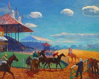 Race Track (1908–1909) vintage painting by William James Glackens. Original public domain image from Barnes Foundation. Digitally enhanced by rawpixel.