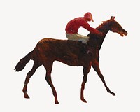 Equestrian with his horse, vintage illustration by William James Glackens. Remixed by rawpixel.