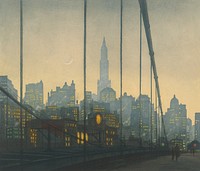 New York - Brooklyn bridge (1927) by Franti&scaron;ek Tav&iacute;k &Scaron;imon. Original public domain image from Web umenia. Digitally enhanced by rawpixel.