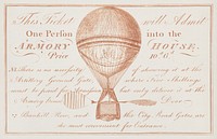 Admission ticket for the balloon ascension of Vincenzo Lunardi (1785) by Vincent Lunardi. Original public domain image from Yale Center for British Art. Digitally enhanced by rawpixel.