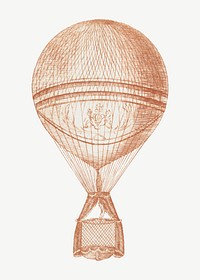 Hot air balloon, vintage illustration by Vincent Lunardi psd. Remixed by rawpixel.