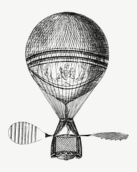 Hot air balloon, vintage illustration by Vincent Lunardi psd. Remixed by rawpixel.