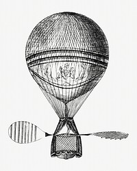 Hot air balloon, vintage illustration by Vincent Lunardi. Remixed by rawpixel.