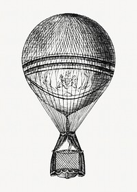 Hot air balloon, vintage illustration by Vincent Lunardi. Remixed by rawpixel.