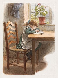 Girl Writing (1840–1895) painting by Robert Barnes. Original public domain image from Yale Center for British Art. Digitally enhanced by rawpixel.