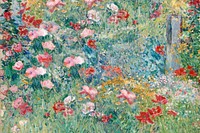 Flower field background by Childe Hassam. Remixed by rawpixel. 