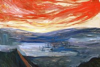 Edvard Munch's Despair background, famous painting. Remixed by rawpixel. 