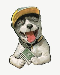 Vintage dog playing card game psd. Remixed by rawpixel. 