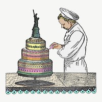 Vintage baker & cake psd. Remixed by rawpixel. 