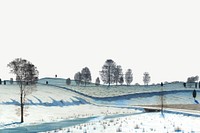 Winter landscape border illustration psd. Remixed by rawpixel. 