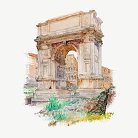 Rome's Arch of Titus illustration psd. Remixed by rawpixel. 