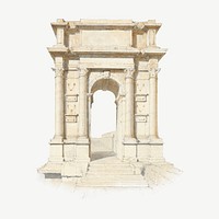 Italy's Arch of Trajan illustration psd. Remixed by rawpixel. 