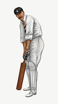 Vintage male cricket player psd. Remixed by rawpixel. 