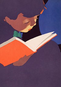 Boy reading a book. Original public domain image from the Library of Congress. Digitally enhanced by rawpixel.