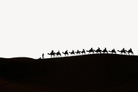 Camel caravan  silhouette border  background