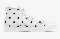 White high top sneakers mockup with polka dot psd unisex footwear fashion