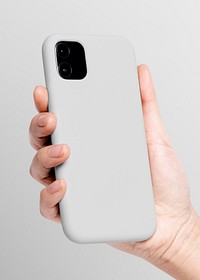 White smartphone case mockup psd in hand product showcase back view