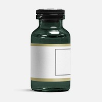Green injection bottle, blank white label
