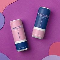 Soda can mockup, aesthetic beverage packaging psd