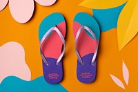 Sandals mockup, summer apparel, colorful footwear psd 