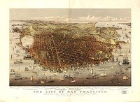 The city of San Francisco. Birds eye view from the bay looking south-west. (1878) by Currier & Ives