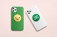 Cute mobile phone case mockup psd, good vibes