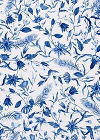 Vintage flower patterned background, blue design