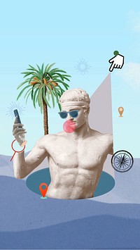 Summer Greek God phone wallpaper, travel blogger remix