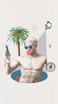 Summer Greek God phone wallpaper, travel blogger remix