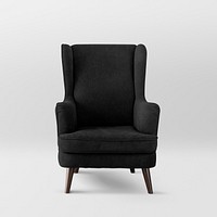 Black armchair sofa mockup psd for interior design