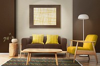 Interior and frame mockup psd with Scandinavian living room design