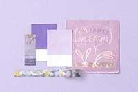 Mood board mockup, Easter wall decoration psd