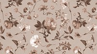 Brown floral pattern computer wallpaper, vintage illustration by Pierre Joseph Redouté. Remixed by rawpixel.