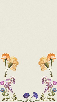 Floral border phone wallpaper, vintage illustration by Pierre Joseph Redouté. Remixed by rawpixel.