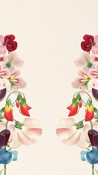 Sweet pea mobile wallpaper, vintage flower border illustration by Pierre Joseph Redouté. Remixed by rawpixel.